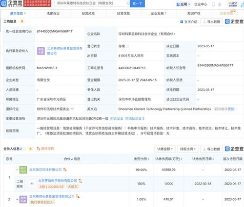 賽微電子投資4億在深圳設立科技合伙公司，拓展社會經濟咨詢服務